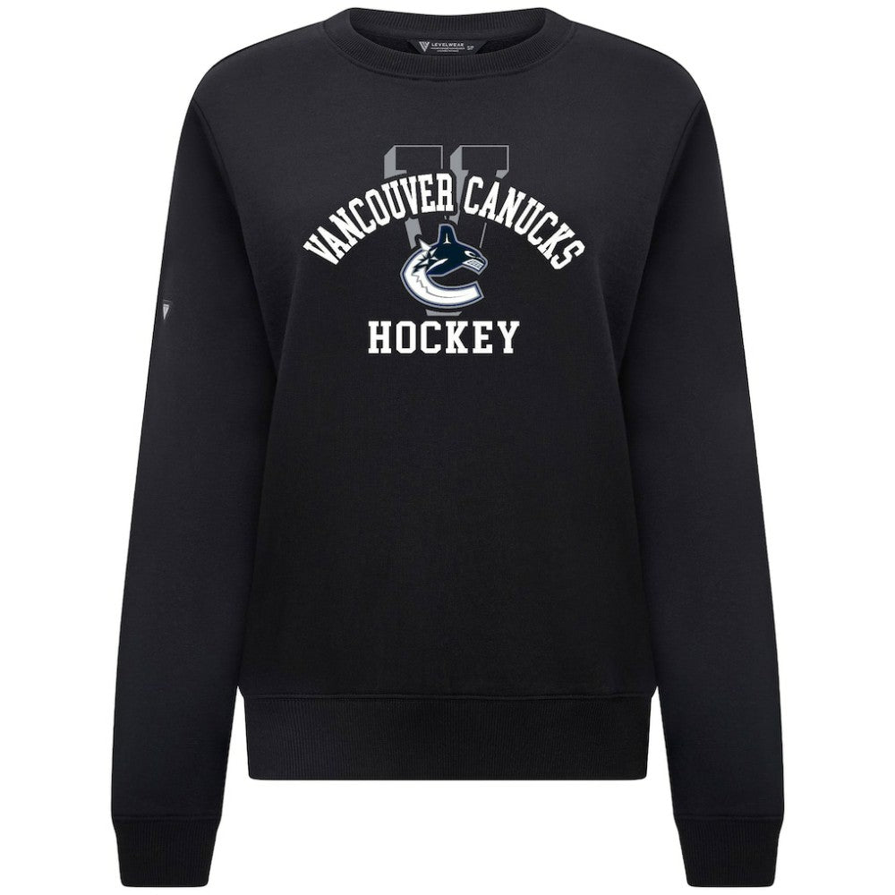 Vancouver Canucks Levelwear Women's Yvette Limelight Big Letter Sweatshirt - Black | US 203809184