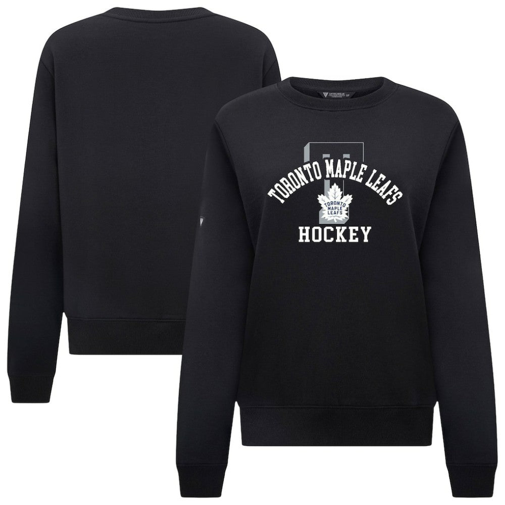 Toronto Maple Leafs Levelwear Women's Yvette Limelight Big Letter Sweatshirt - Black | US 203809187