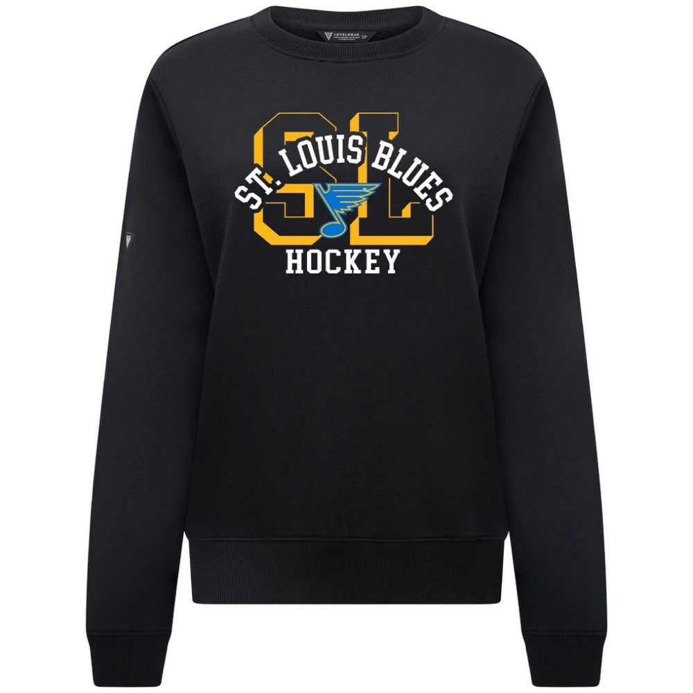 St. Louis Blues Levelwear Women's Yvette Limelight Big Letter Sweatshirt - Black | US 203809188