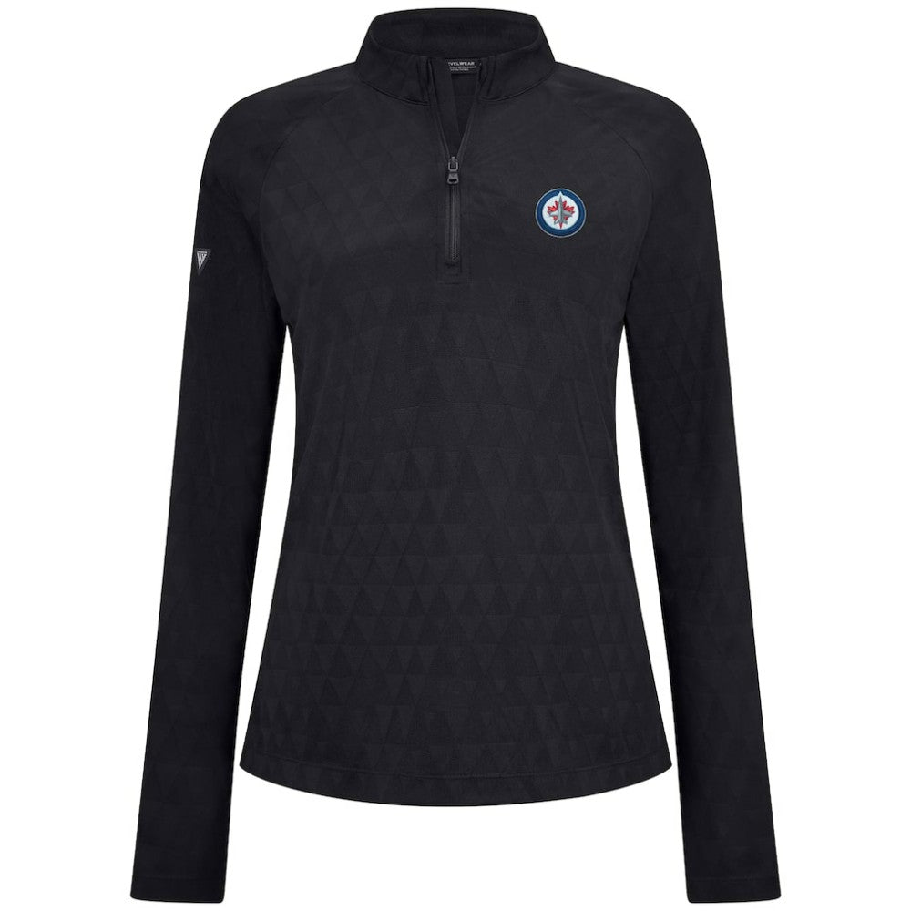 Winnipeg Jets Levelwear Women's Spike Raglan Quarter-Zip Top - Black | US 203809190