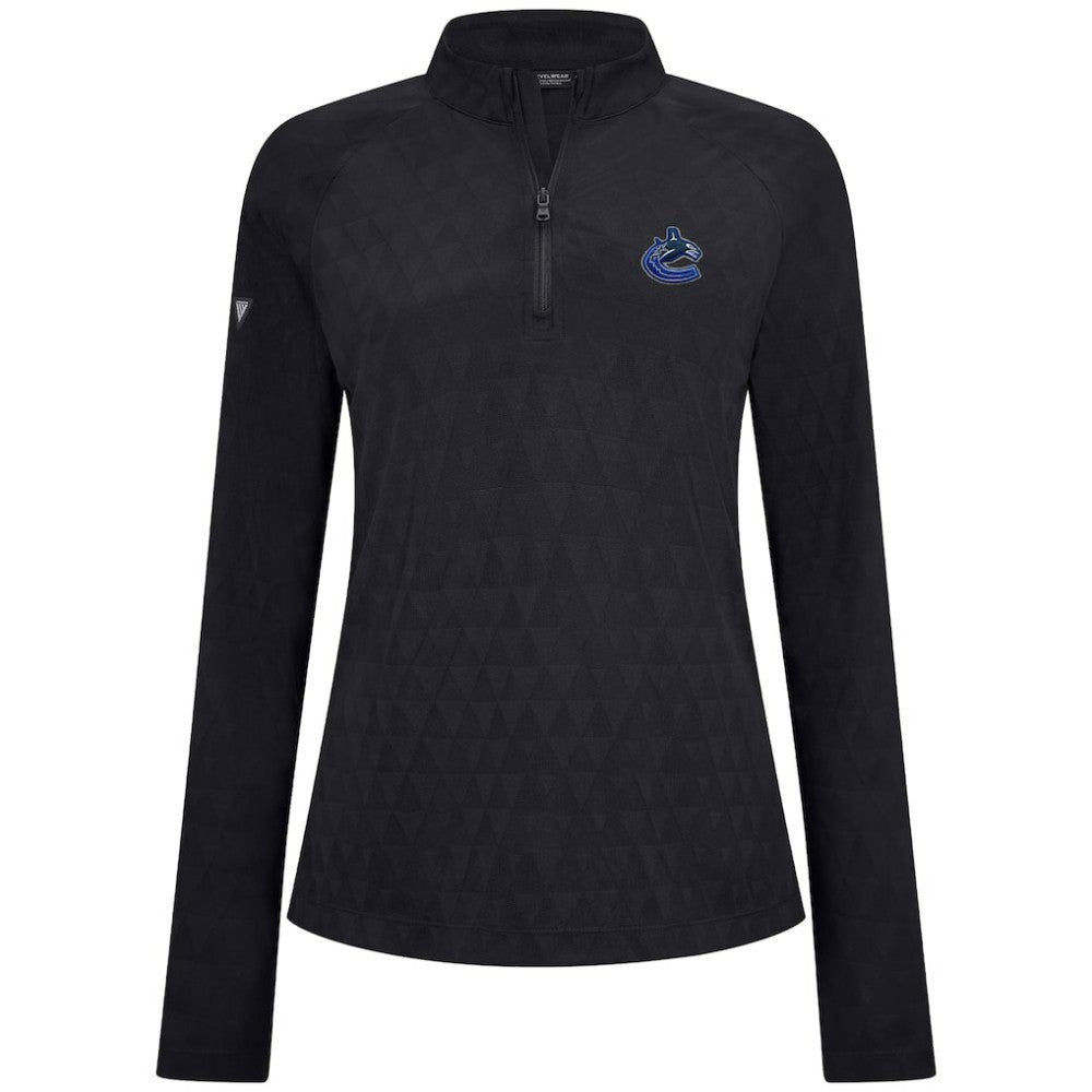 Vancouver Canucks Levelwear Women's Spike Raglan Quarter-Zip Top - Black | US 203809197