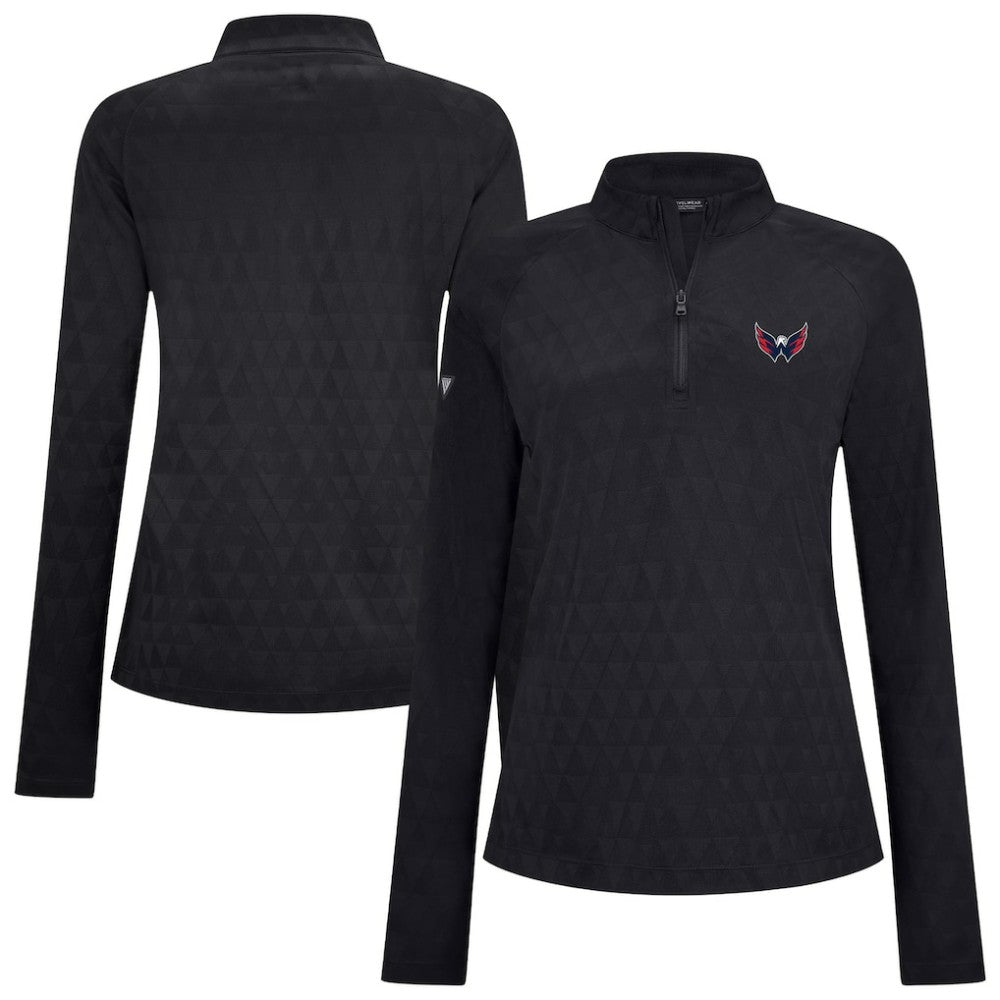 Washington Capitals Levelwear Women's Spike Raglan Quarter-Zip Top - Black | US 203809199