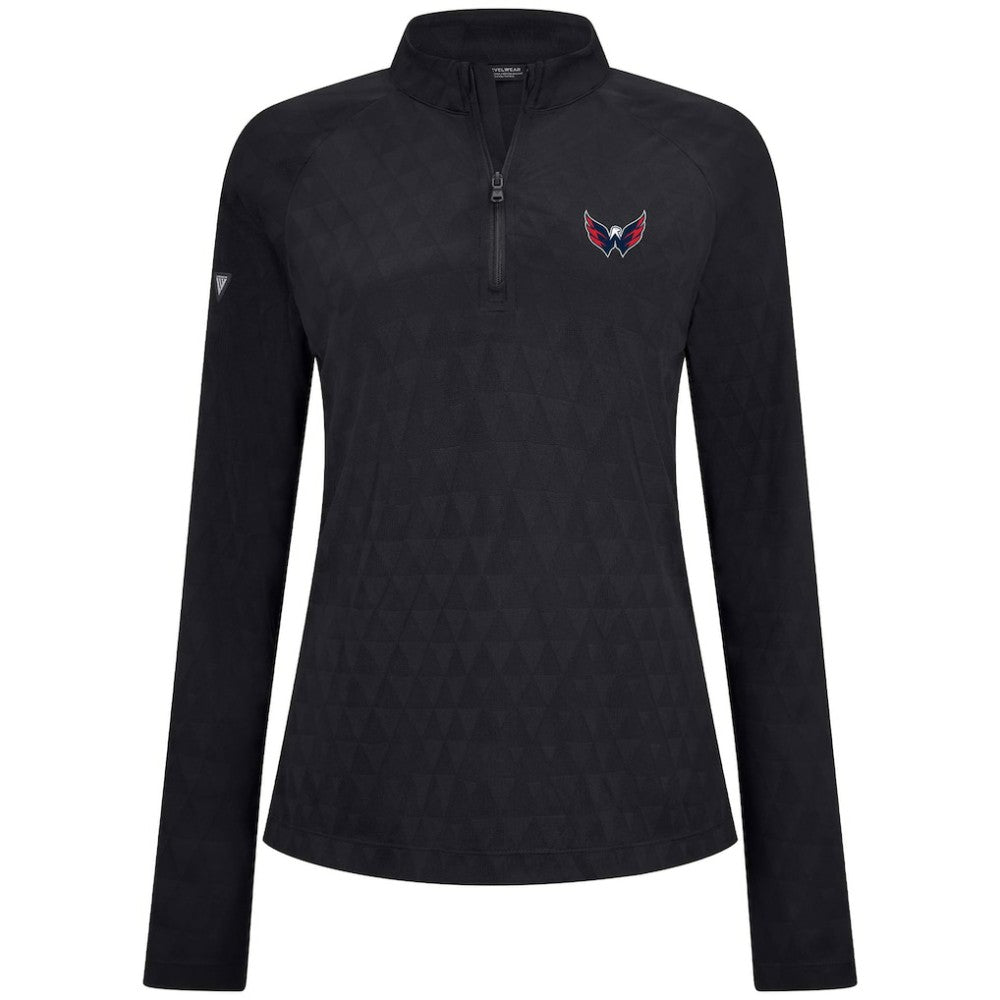 Washington Capitals Levelwear Women's Spike Raglan Quarter-Zip Top - Black | US 203809199
