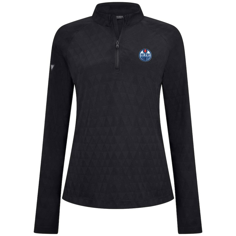 Edmonton Oilers Levelwear Women's Spike Raglan Quarter-Zip Top - Black | US 203809210