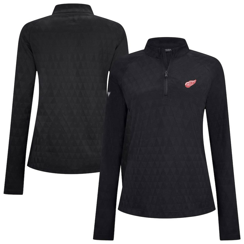 Detroit Red Wings Levelwear Women's Spike Raglan Quarter-Zip Top - Black | US 203809214