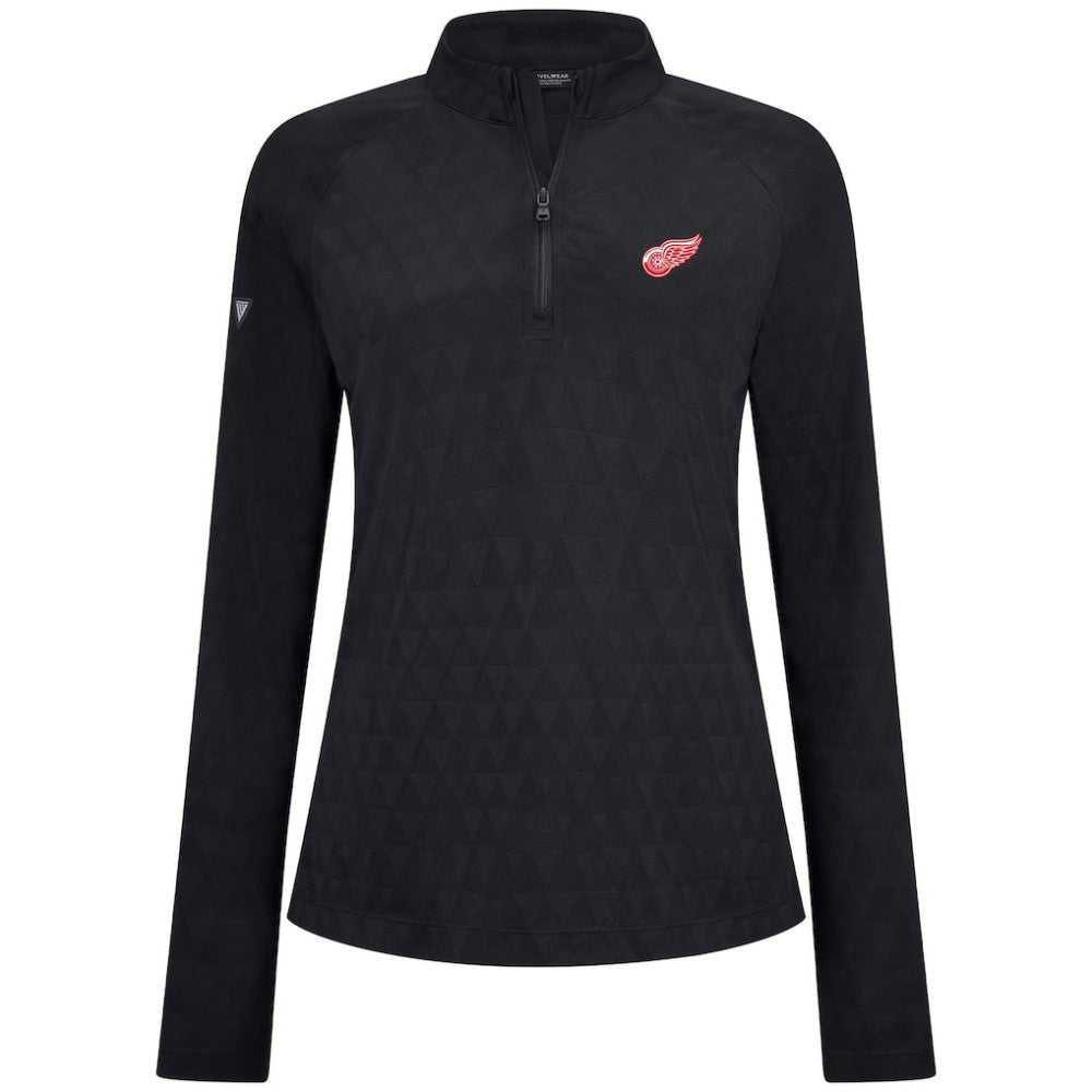 Detroit Red Wings Levelwear Women's Spike Raglan Quarter-Zip Top - Black | US 203809214