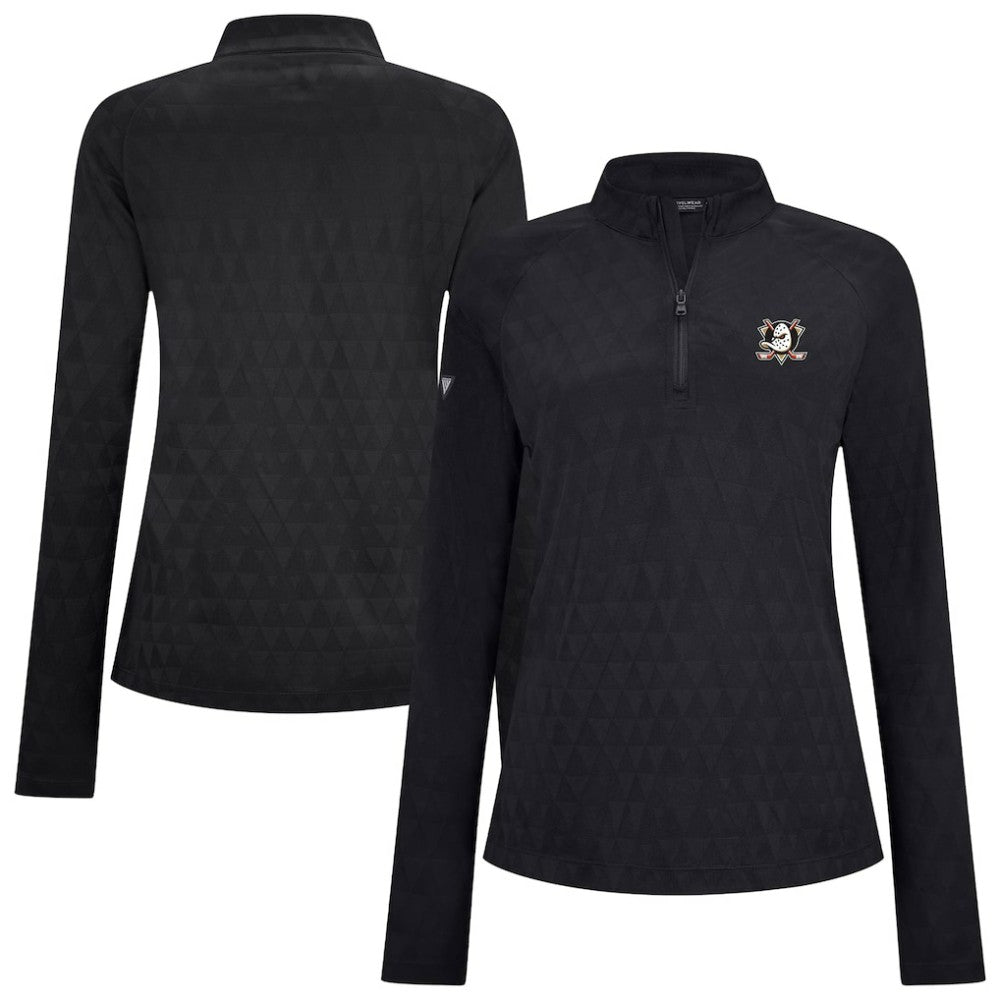 Anaheim Ducks Levelwear Women's Spike Raglan Quarter-Zip Top - Black | US 203809215