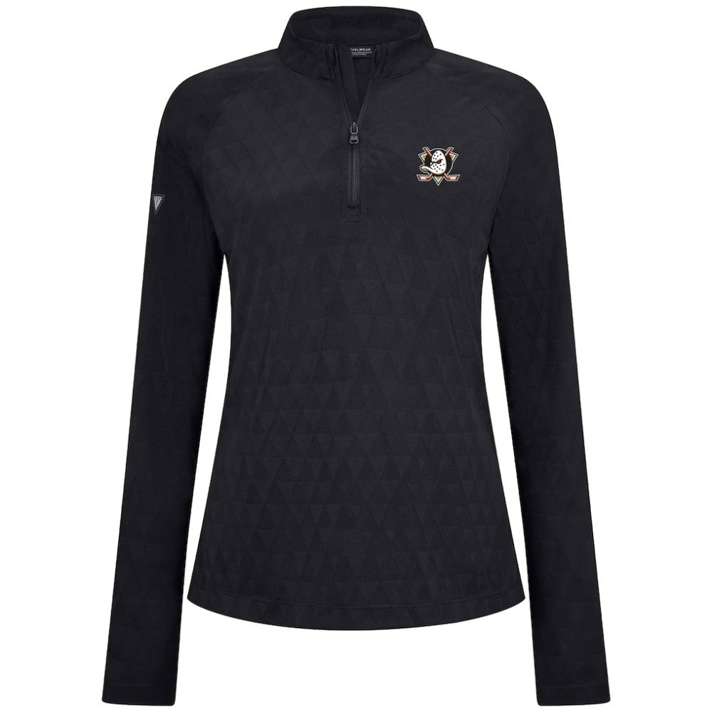 Anaheim Ducks Levelwear Women's Spike Raglan Quarter-Zip Top - Black | US 203809215