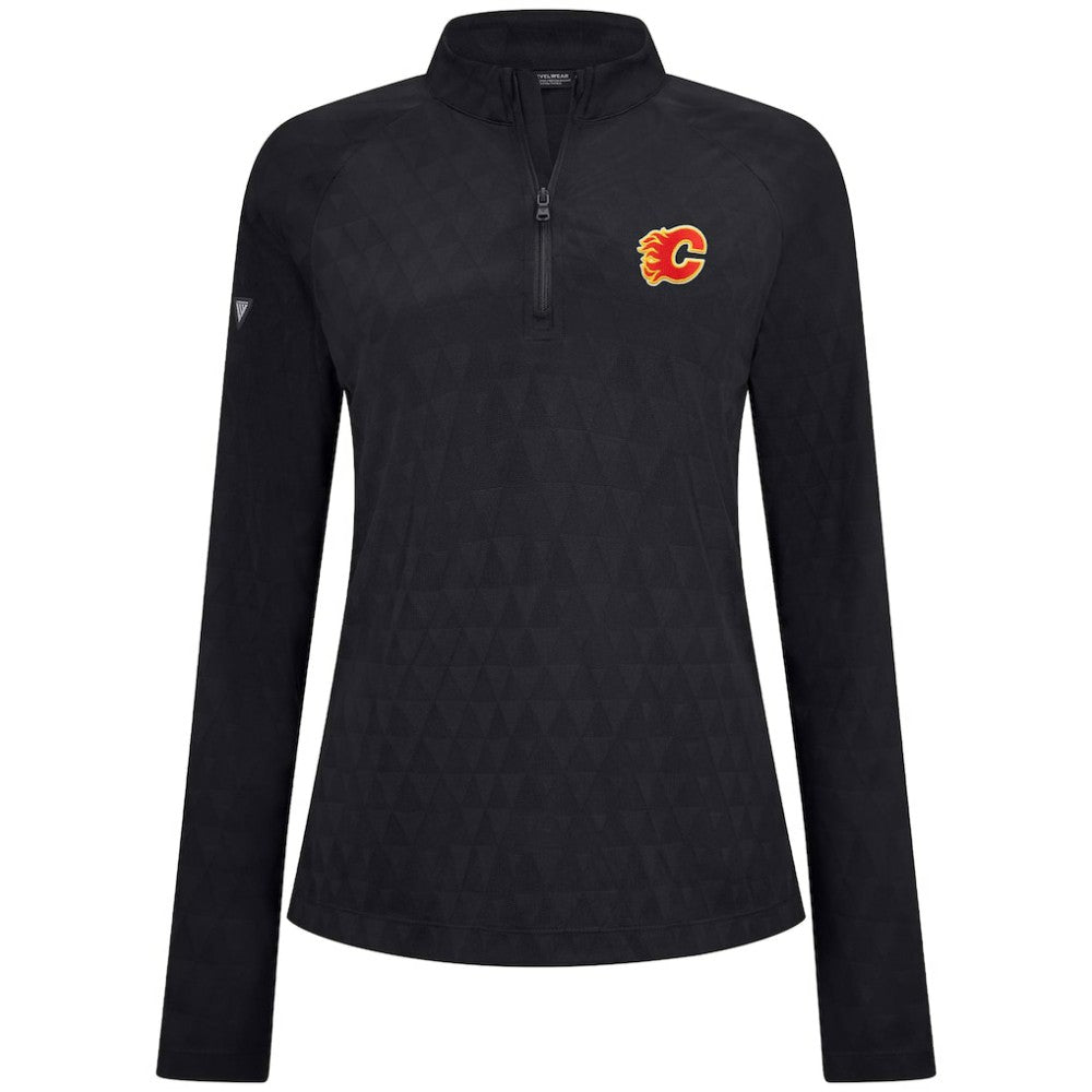 Calgary Flames Levelwear Women's Spike Raglan Quarter-Zip Top - Black | US 203809217