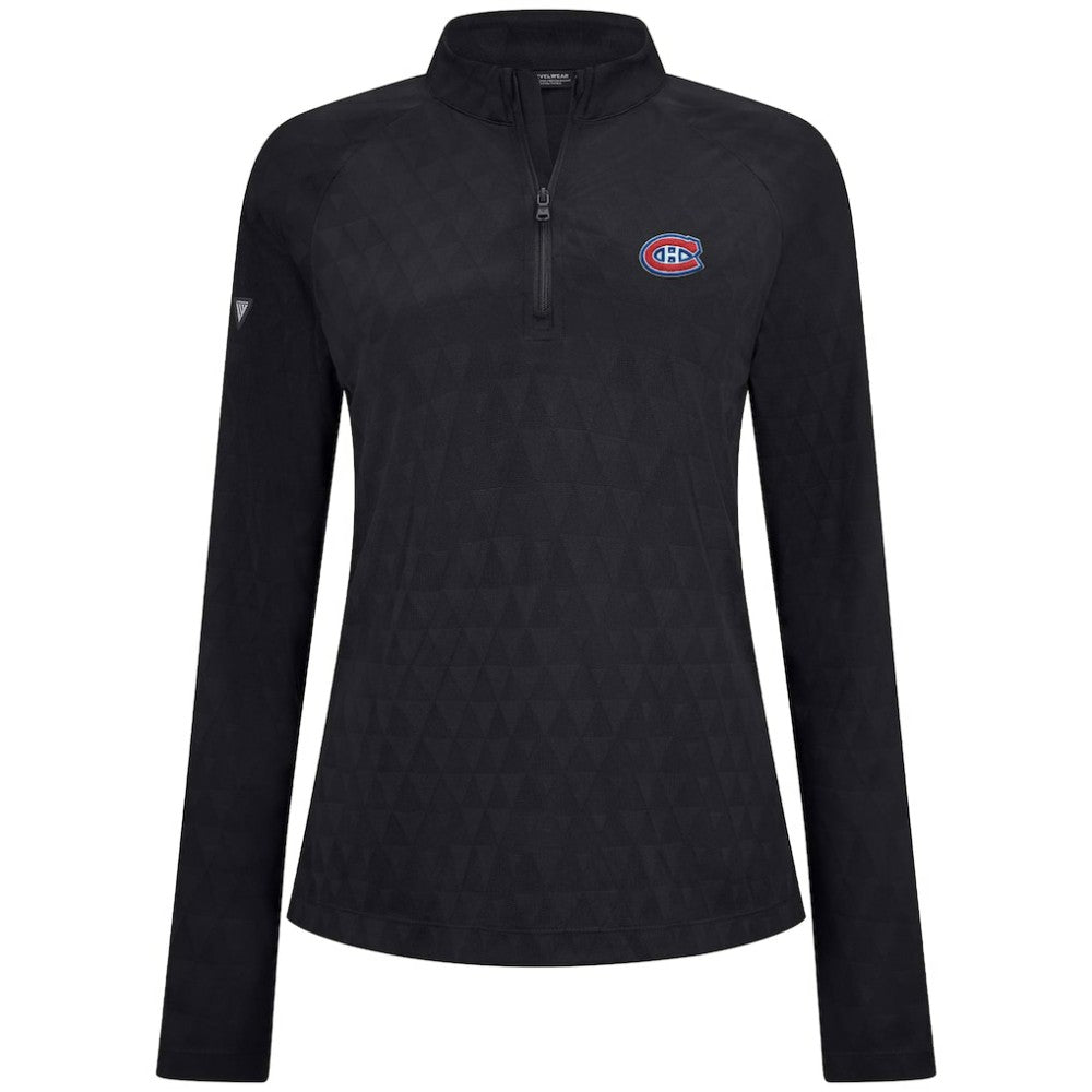 Montreal Canadiens Levelwear Women's Spike Raglan Quarter-Zip Top - Black | US 203809219