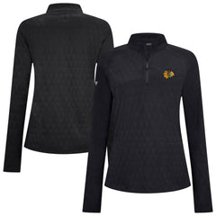 Chicago Blackhawks Levelwear Women's Spike Raglan Quarter-Zip Top - Black | US 203809221