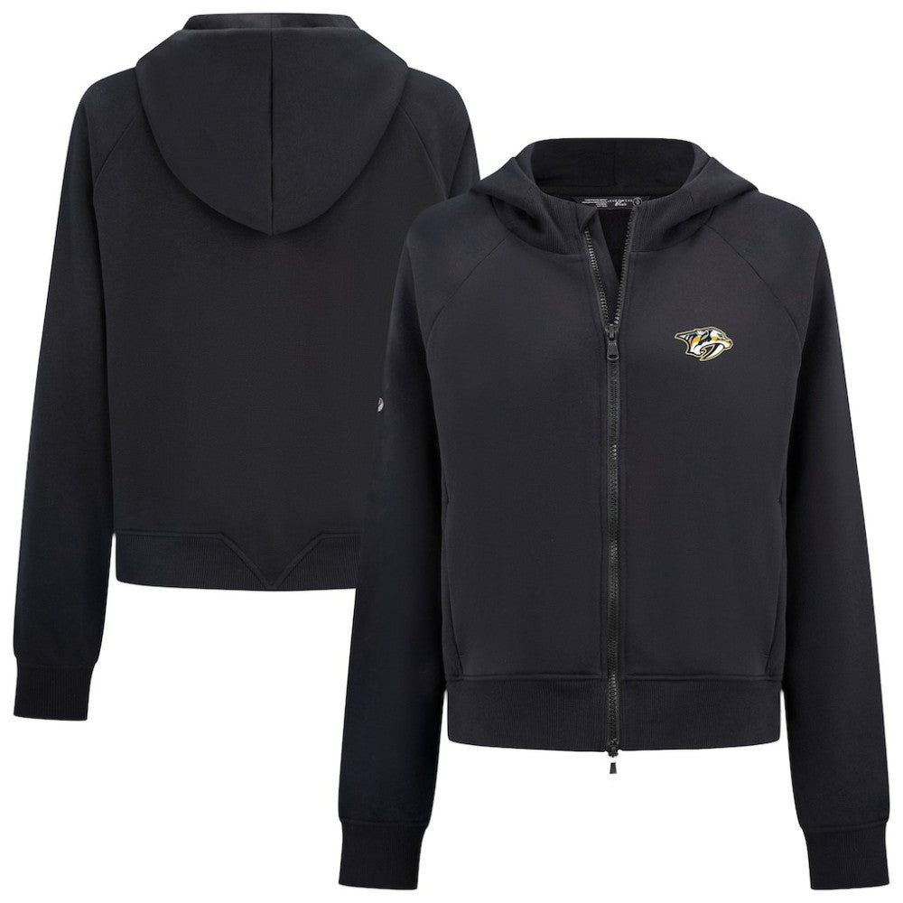 Nashville Predators Levelwear Women's Judd Raglan Full-Zip Hoodie - Black | US 203809223