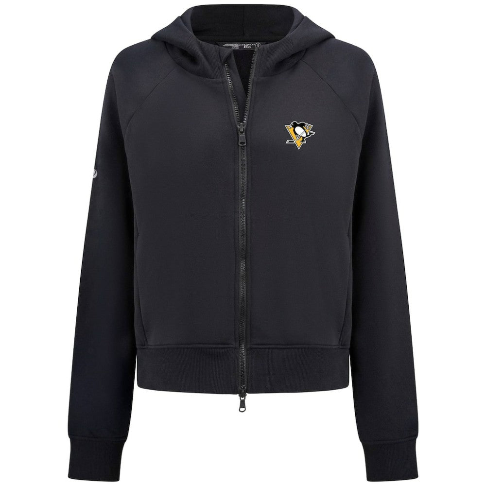 Pittsburgh Penguins Levelwear Women's Judd Raglan Full-Zip Hoodie - Black | US 203809230