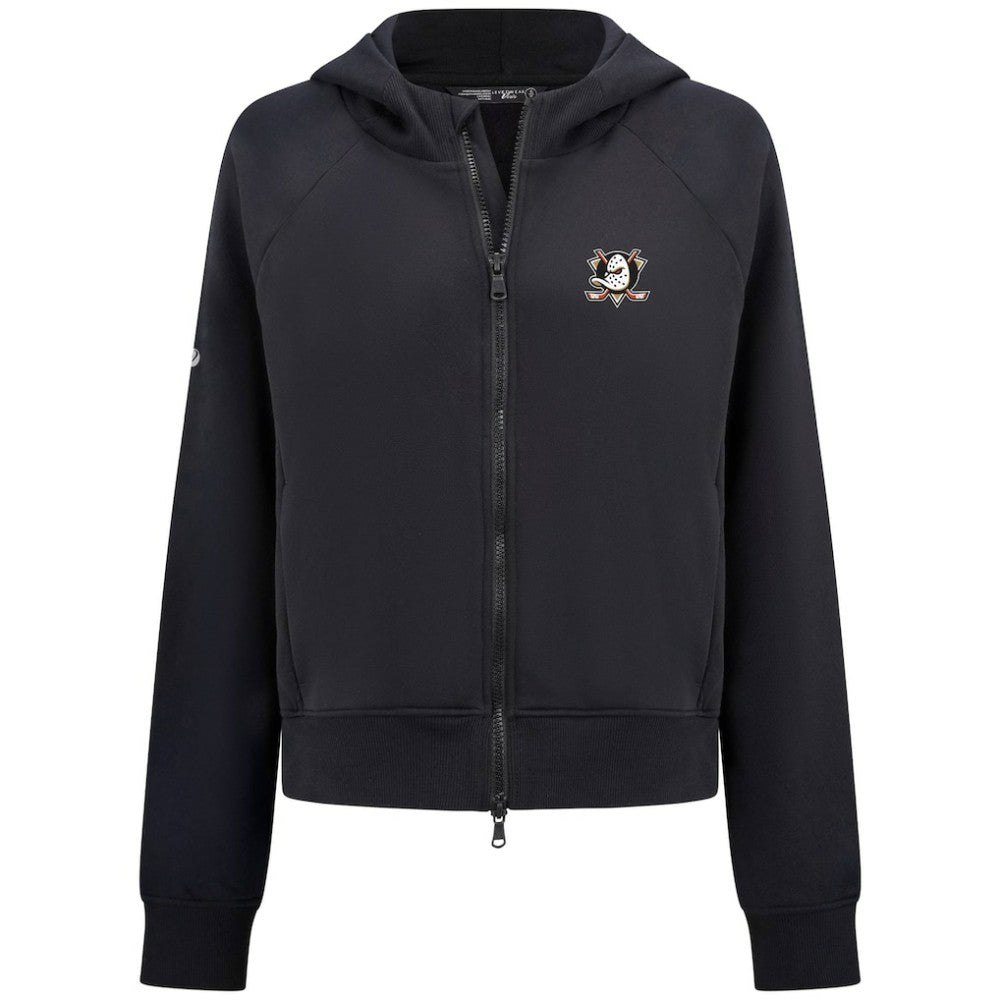 Anaheim Ducks Levelwear Women's Judd Raglan Full-Zip Hoodie - Black | US 203809242