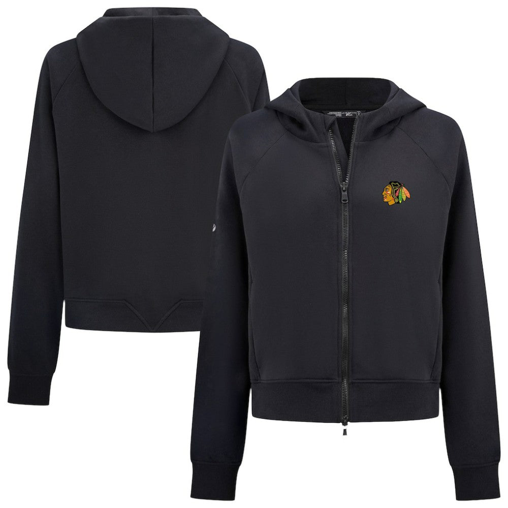 Chicago Blackhawks Levelwear Women's Judd Raglan Full-Zip Hoodie - Black | US 203809248