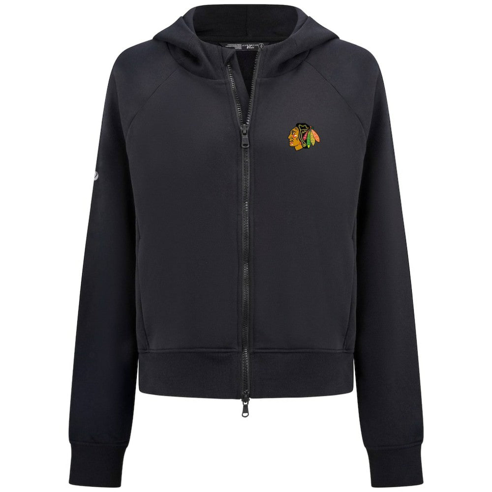 Chicago Blackhawks Levelwear Women's Judd Raglan Full-Zip Hoodie - Black | US 203809248