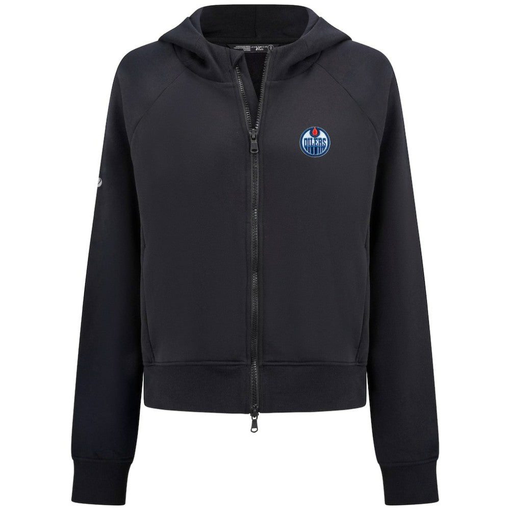 Edmonton Oilers Levelwear Women's Judd Raglan Full-Zip Hoodie - Black | US 203809252