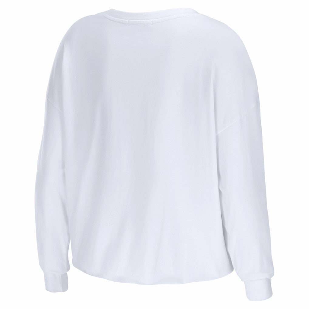 New England Patriots WEAR by Erin Andrews Women's Super Bowl LX Cropped Long Sleeve T-Shirt - White T-shirts