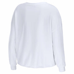 New England Patriots WEAR by Erin Andrews Women's Super Bowl LX Cropped Long Sleeve T-Shirt - White T-shirts