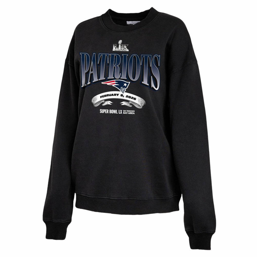 New England Patriots WEAR by Erin Andrews Women's Super Bowl LX Fleece Sweatshirt - Black Sweatshirts