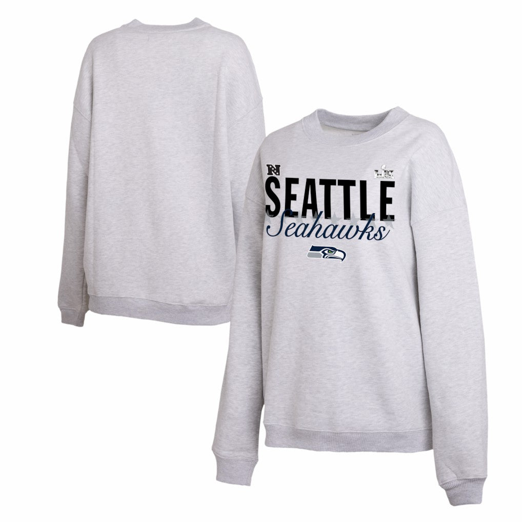 Seattle Seahawks WEAR by Erin Andrews Women's Super Bowl LX Fleece Sweatshirt - Gray Sweatshirts