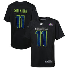 Jaxon Smith-Njigba Seattle Seahawks Youth Super Bowl LX Patch Carbon Fashion Game Jersey - Black Jerseys