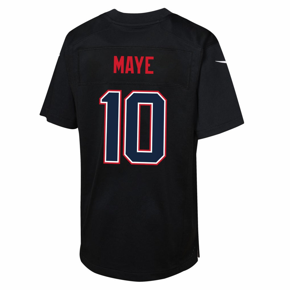 Drake Maye New England Patriots Youth Super Bowl LX Patch Carbon Fashion Game Jersey - Black Jerseys