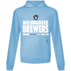 Milwaukee Brewers Levelwear Relay Center Stage Long Sleeve Hooded T-Shirt - Light Blue T-shirts