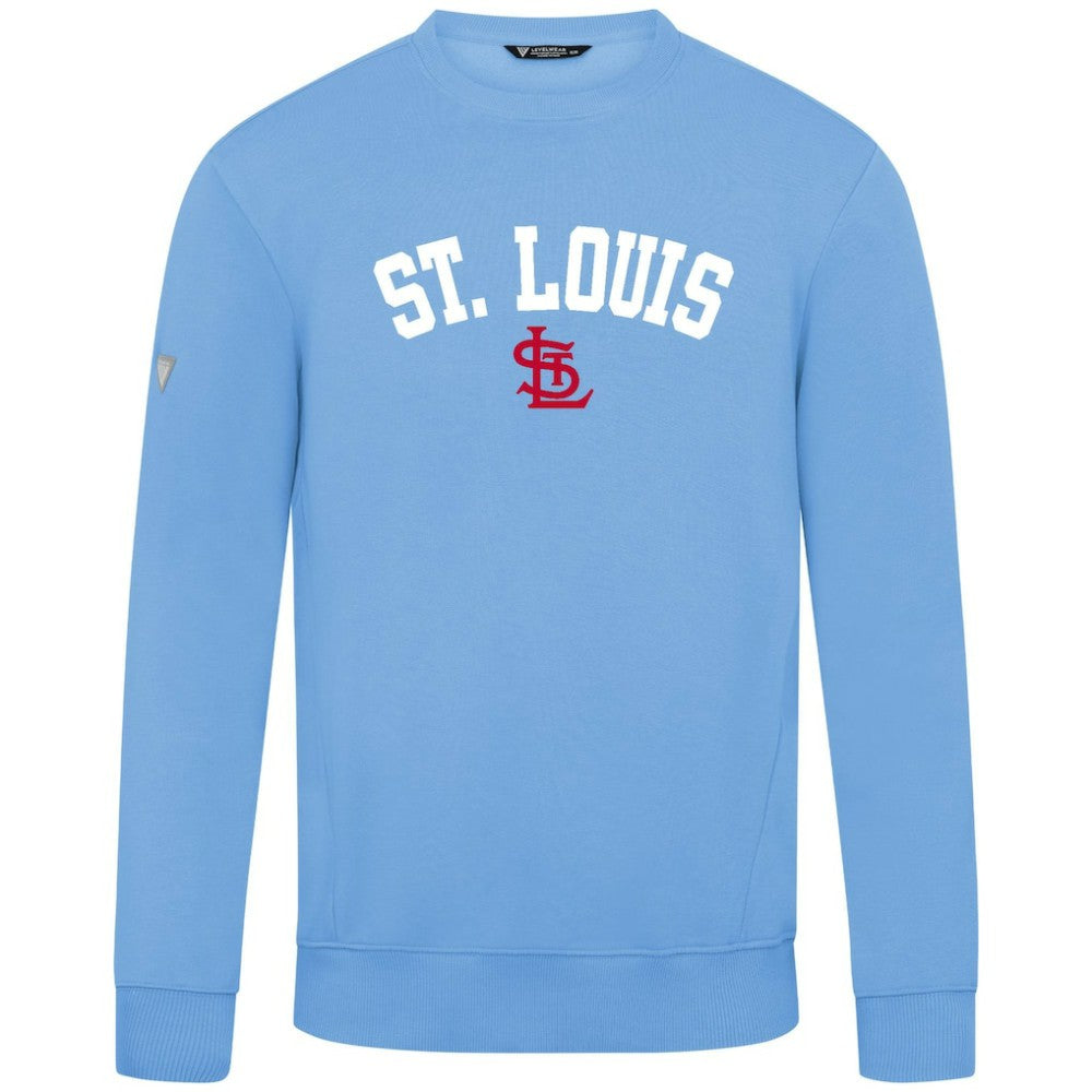 St. Louis Cardinals Levelwear Zane Felt Arch Pullover Sweatshirt - Light Blue Pullover