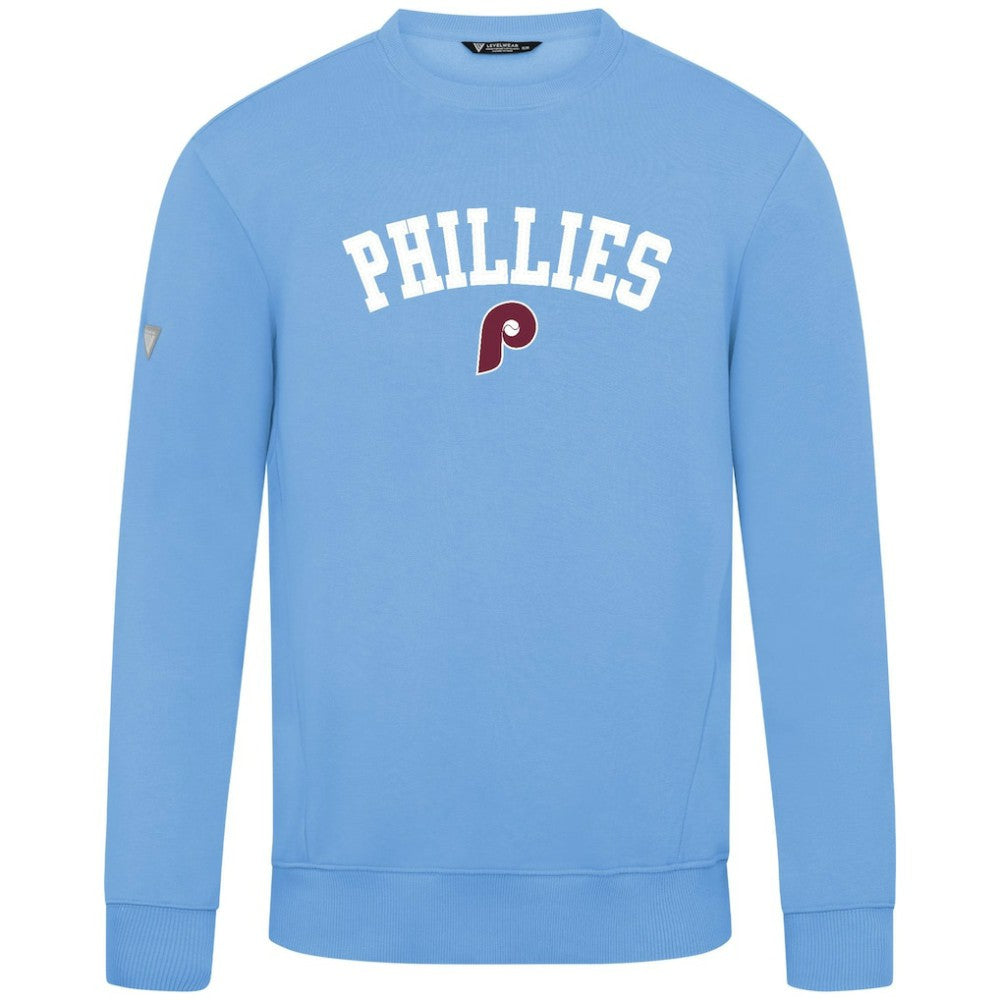 Philadelphia Phillies Levelwear Zane Felt Arch Pullover Sweatshirt - Light Blue Pullover