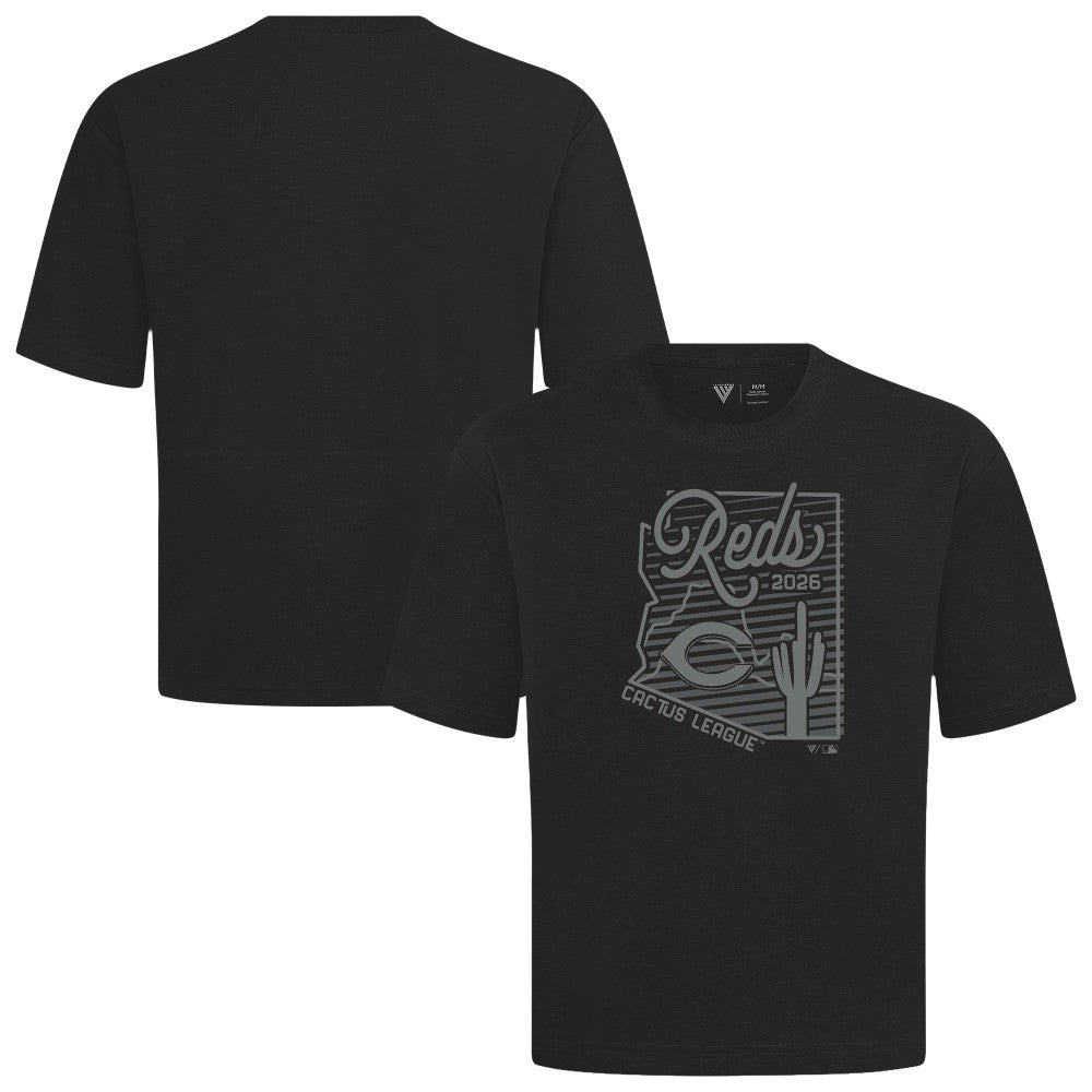 Cincinnati Reds Levelwear Sunrise Luxe Signature Knit T-Shirt - Black T-shirts