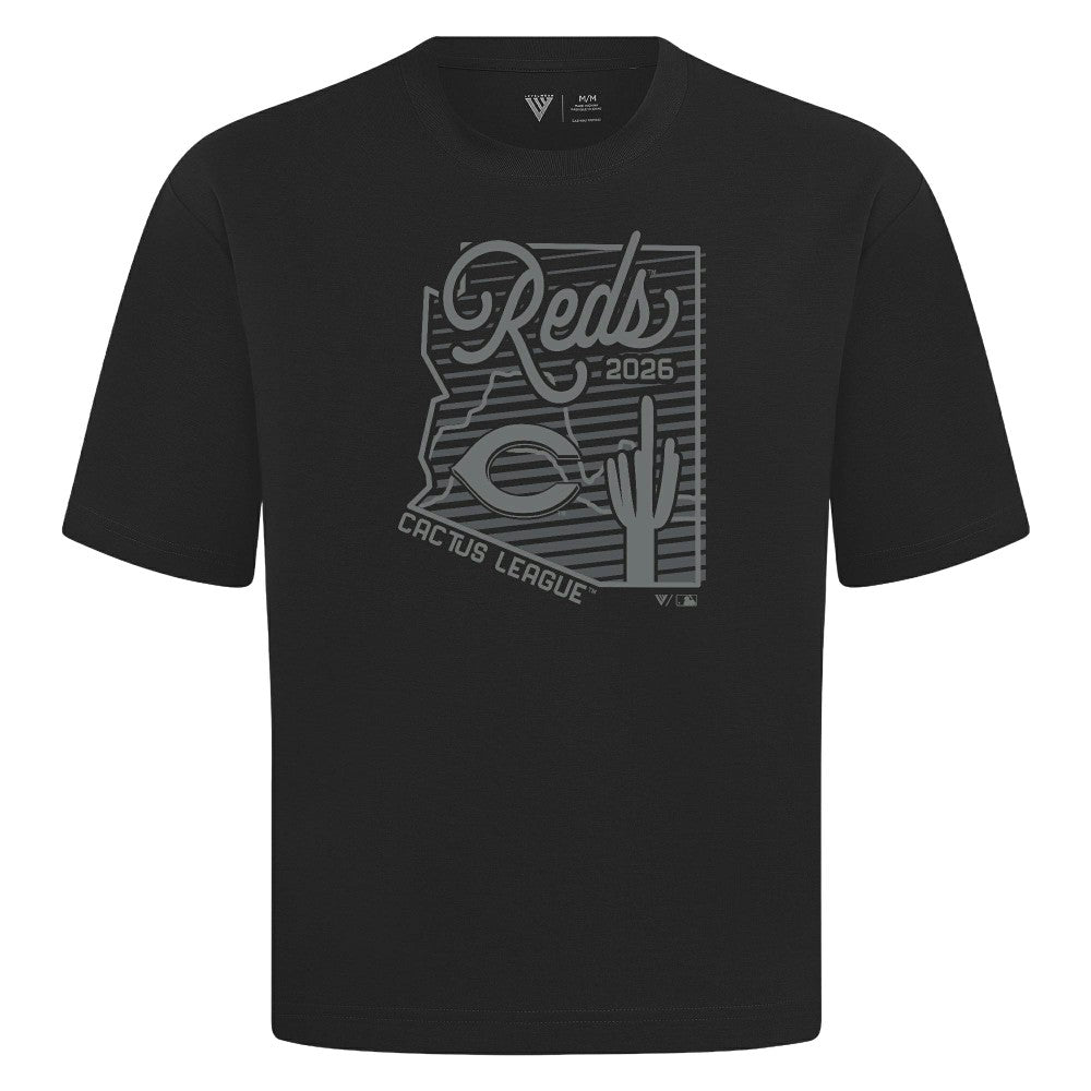 Cincinnati Reds Levelwear Sunrise Luxe Signature Knit T-Shirt - Black T-shirts