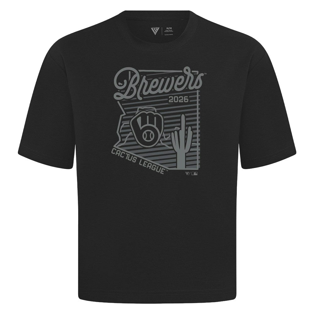 Milwaukee Brewers Levelwear Sunrise Luxe Signature Knit T-Shirt - Black T-shirts