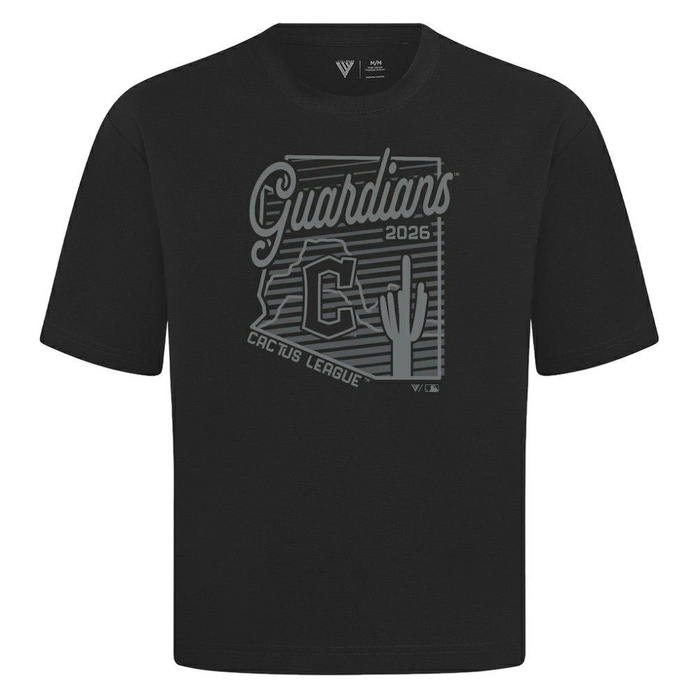 Cleveland Guardians Levelwear Sunrise Luxe Signature Knit T-Shirt - Black T-shirts