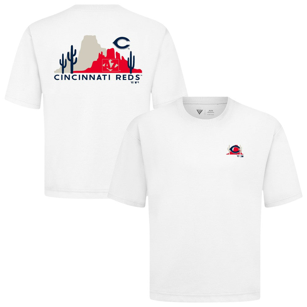 Cincinnati Reds Levelwear Panoramic Luxe Signature Knit T-Shirt - White T-shirts