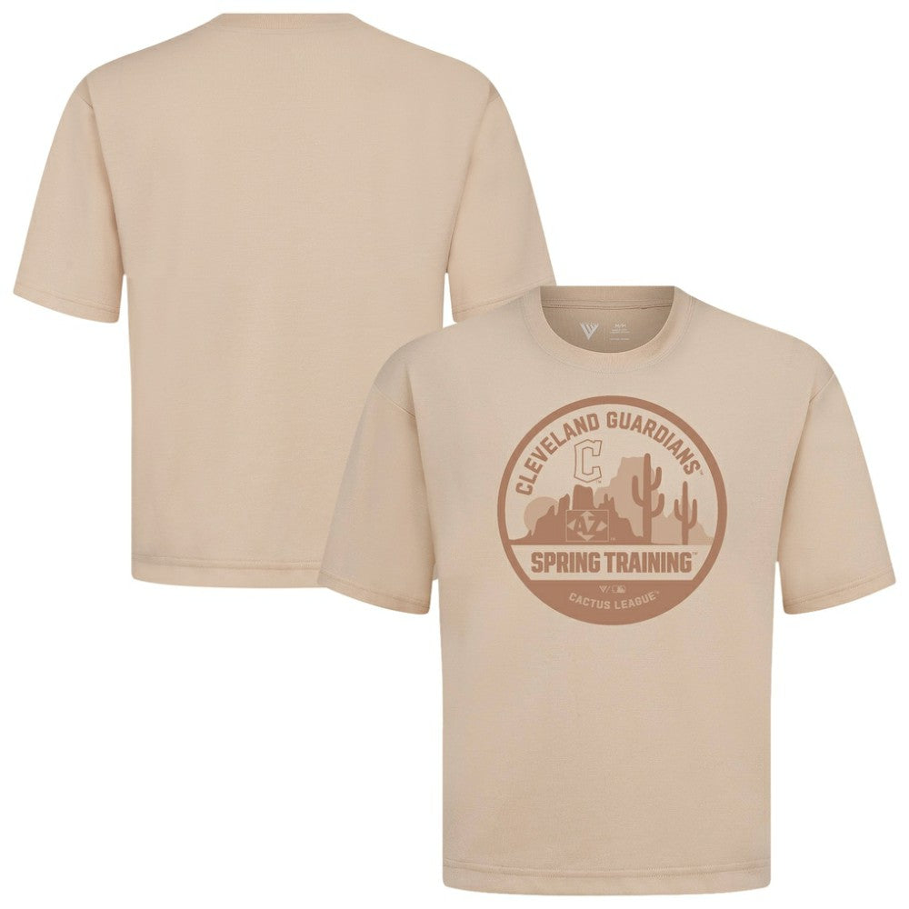 Cleveland Guardians Levelwear Spring Training Badge Luxe Signature Knit T-Shirt - Khaki T-shirts