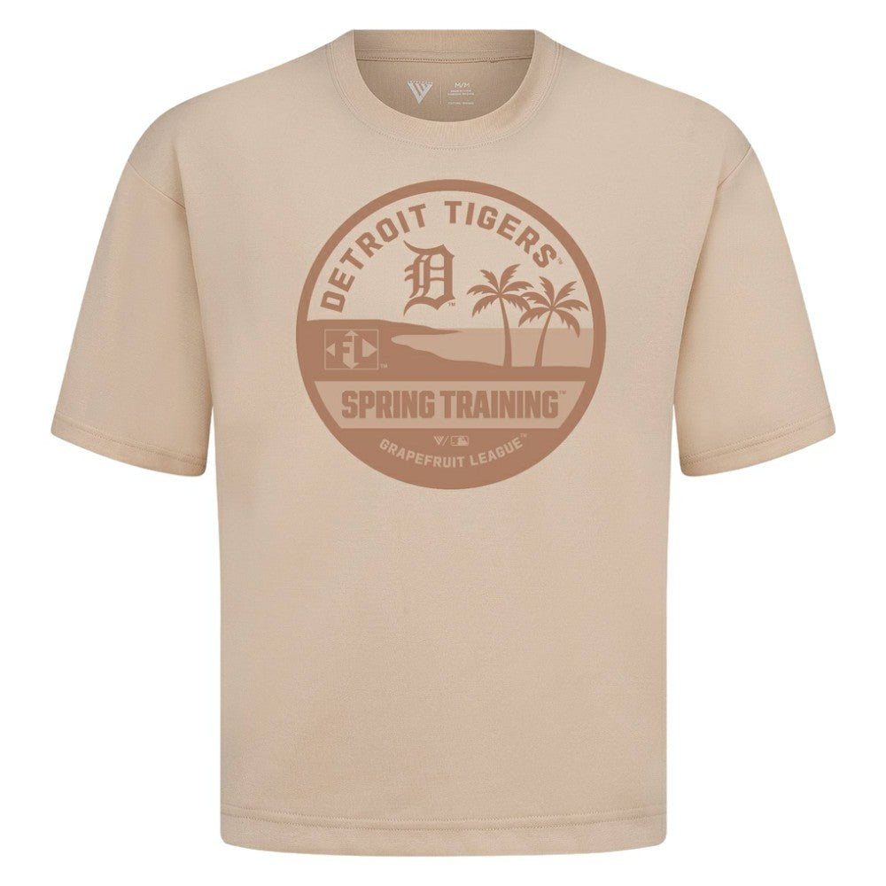 Detroit Tigers Levelwear Spring Training Badge Luxe Signature Knit T-Shirt - Khaki T-shirts