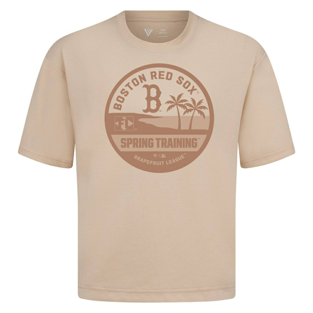Boston Red Sox Levelwear Spring Training Badge Luxe Signature Knit T-Shirt - Khaki T-shirts
