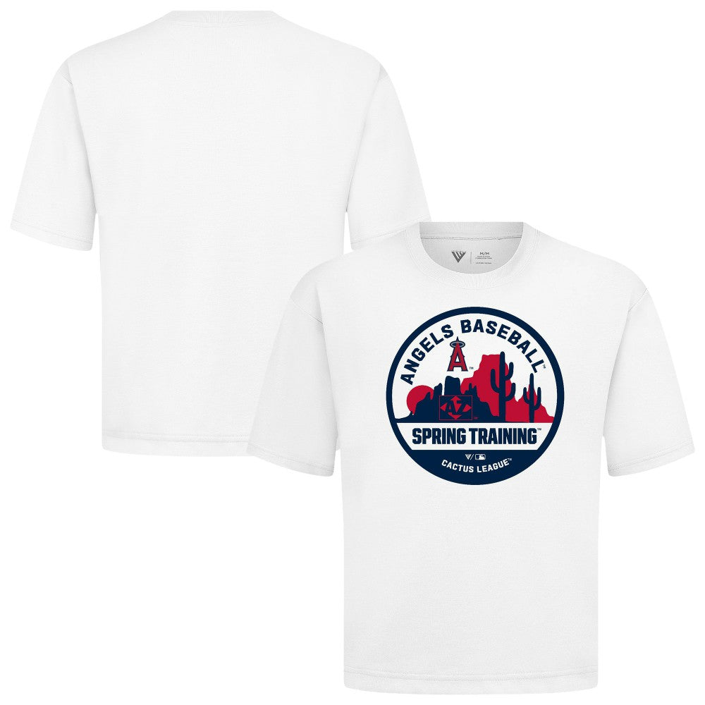 Los Angeles Angels Levelwear Spring Training Badge Luxe Signature Knit T-Shirt - White T-shirts