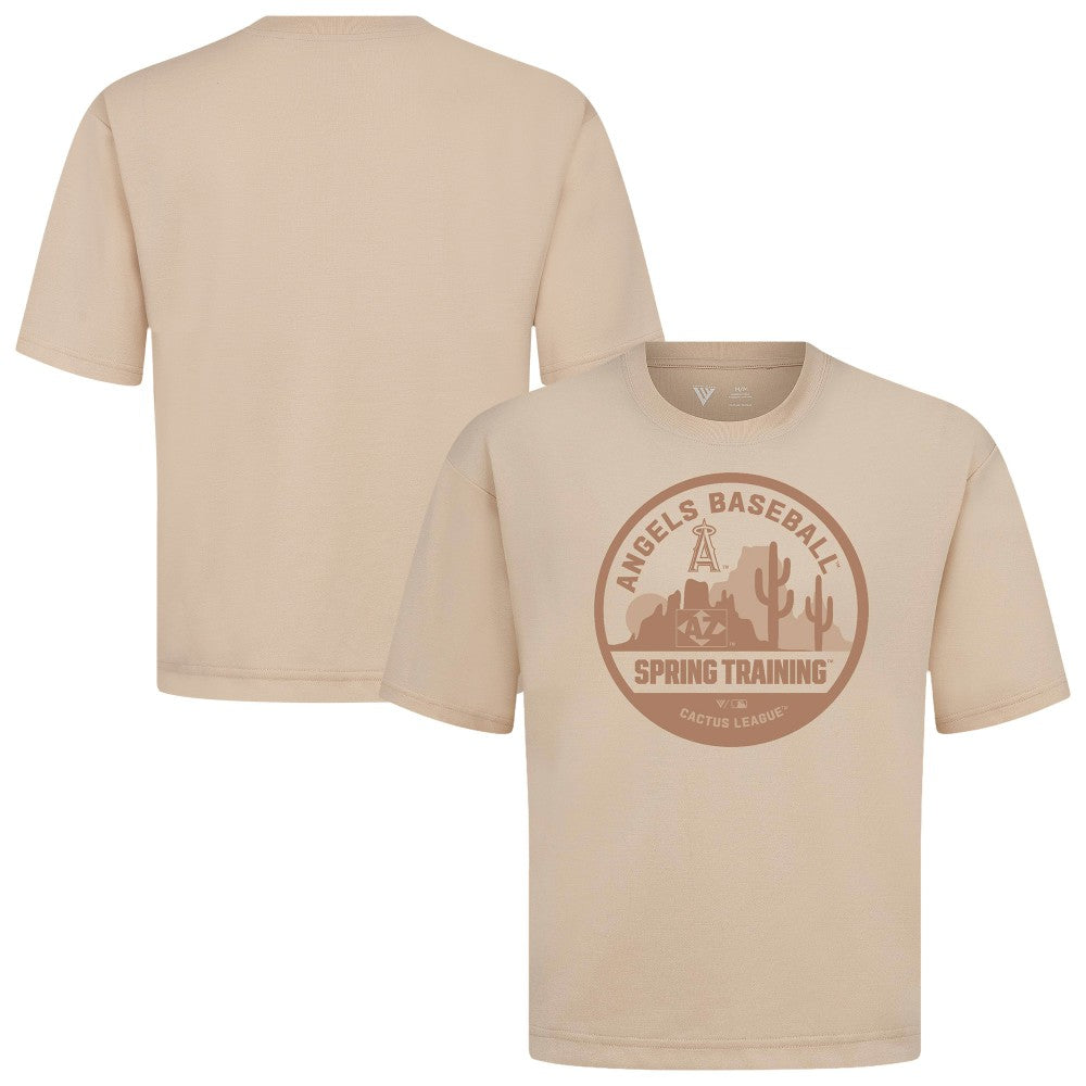 Los Angeles Angels Levelwear Spring Training Badge Luxe Signature Knit T-Shirt - Khaki T-shirts