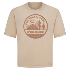 Cincinnati Reds Levelwear Spring Training Badge Luxe Signature Knit T-Shirt - Khaki T-shirts