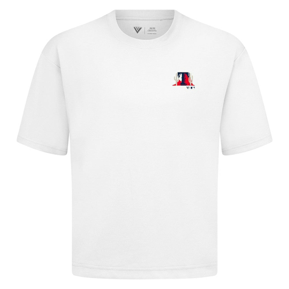 Texas Rangers Levelwear  Luxe Signature Knit T-Shirt - White T-shirts