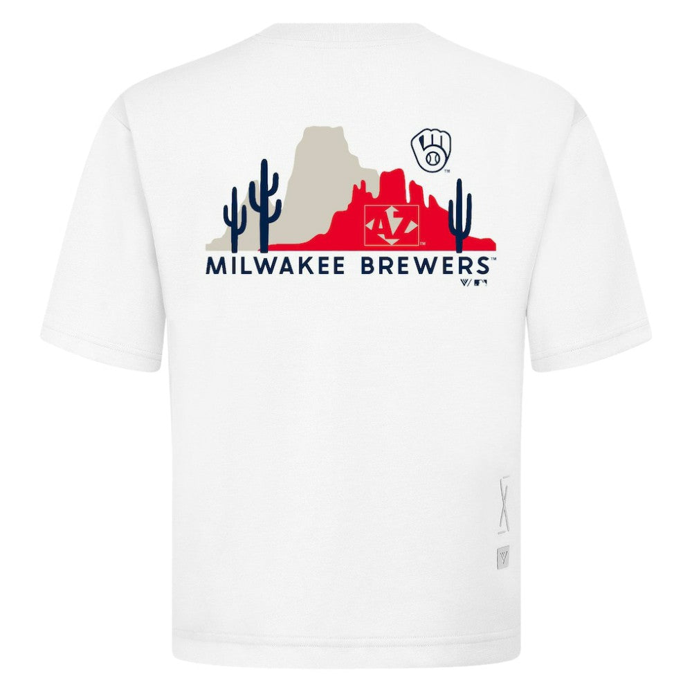 Milwaukee Brewers Levelwear  Luxe Signature Knit T-Shirt - White T-shirts