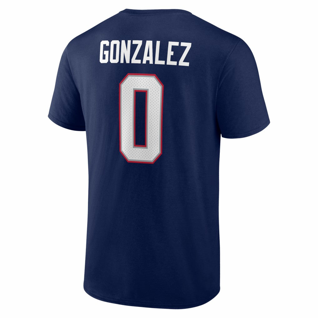 Christian Gonzalez New England Patriots Icon Name & Number T-Shirt - Navy T-shirts