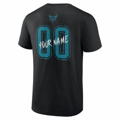 Charlotte Hornets Big & Tall Hustle Personalized Name & Number T-Shirt Black