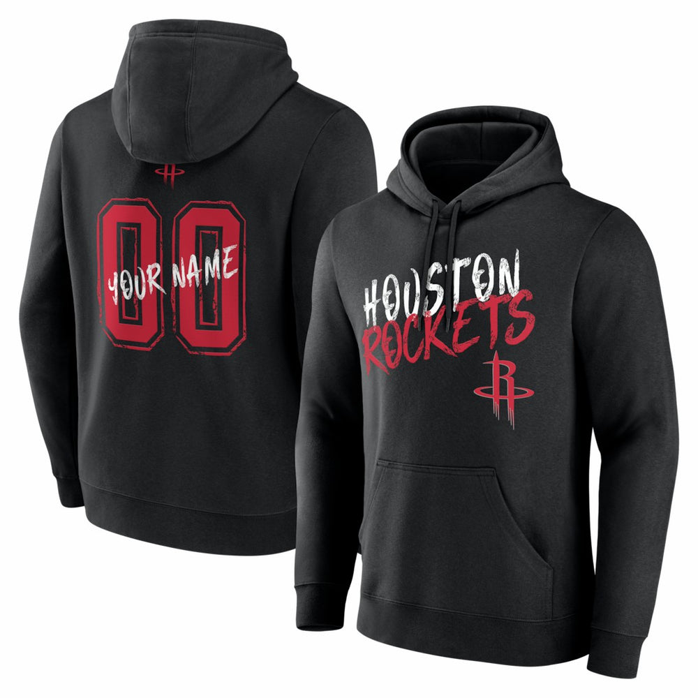 Houston Rockets Big & Tall Hustle Personalized Name & Number Hoodie Black