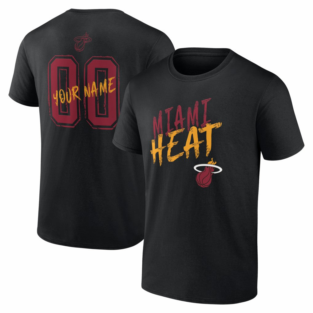 Miami Heat Big & Tall Hustle Personalized Name & Number T-Shirt Black