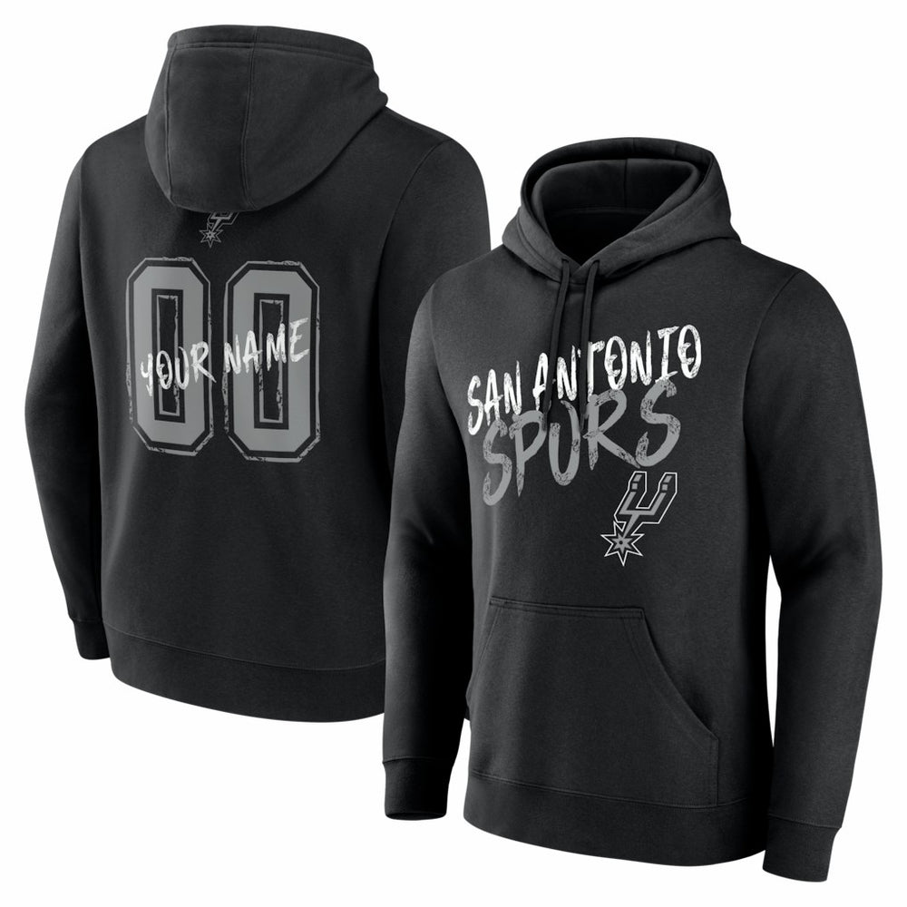 San Antonio Spurs Big & Tall Hustle Personalized Name & Number Hoodie Black