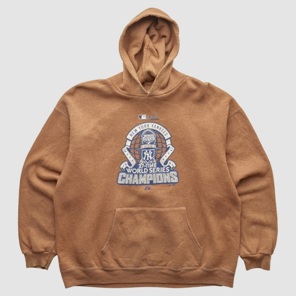 New York Yankees Majestic 2009 Hooded Pullover Sweatshirt - Tan - XVintage Pullover