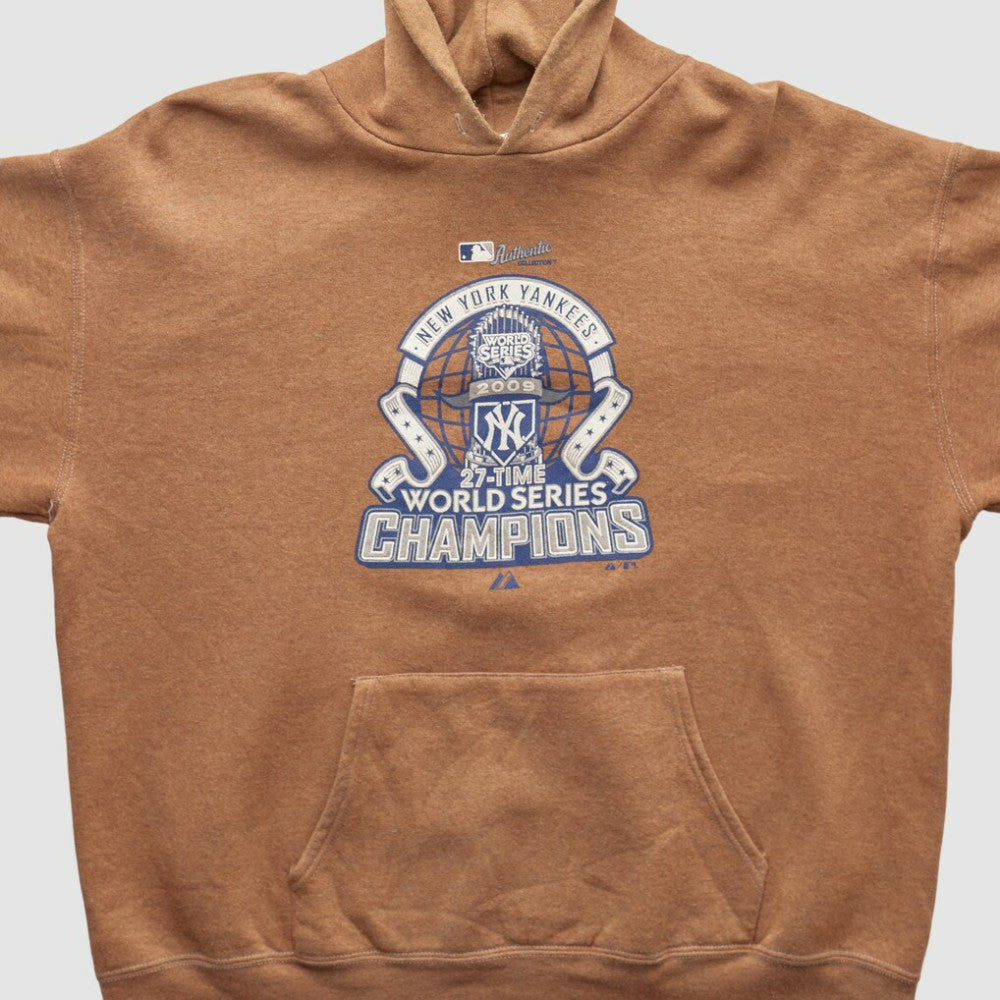 New York Yankees Majestic 2009 Hooded Pullover Sweatshirt - Tan - XVintage Pullover